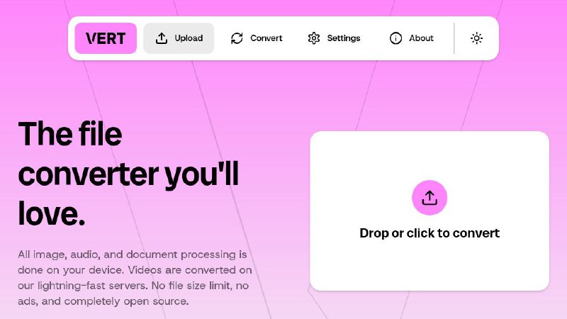 #网站 #工具 #开源🎛 VERT - 现代化文件格式转换工具▎网站介绍