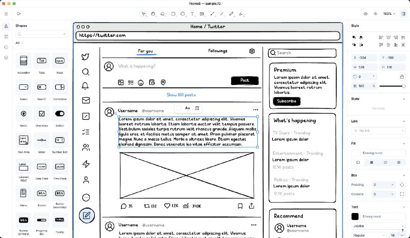 #软件 #工具 #设计📊 Frame0 - 免费手绘风格线框图绘制工具 ▎软件功能