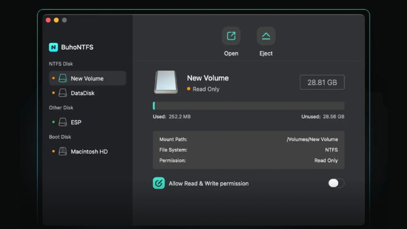 #软件 #工具 #限免💻 BuhoNTFS - 一款强大的 NTFS for Mac 挂载工具▎软件功能