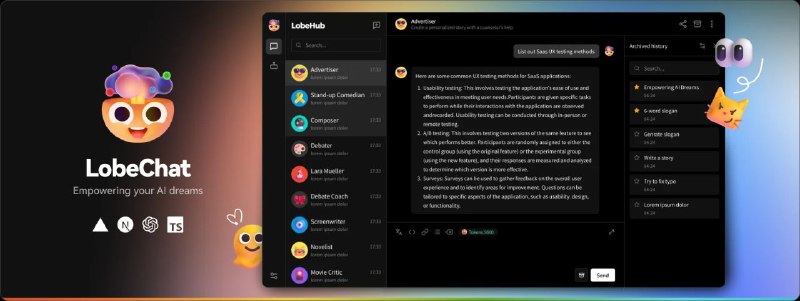 🤯 Lobe Chat - 现代化设计的开源 ChatGPT/LLMs 聊天应用与开发框架GitHub   ｜   在线体验一个现代化设计的开源 ChatGPT/LLMs 聊天应用与开发框架