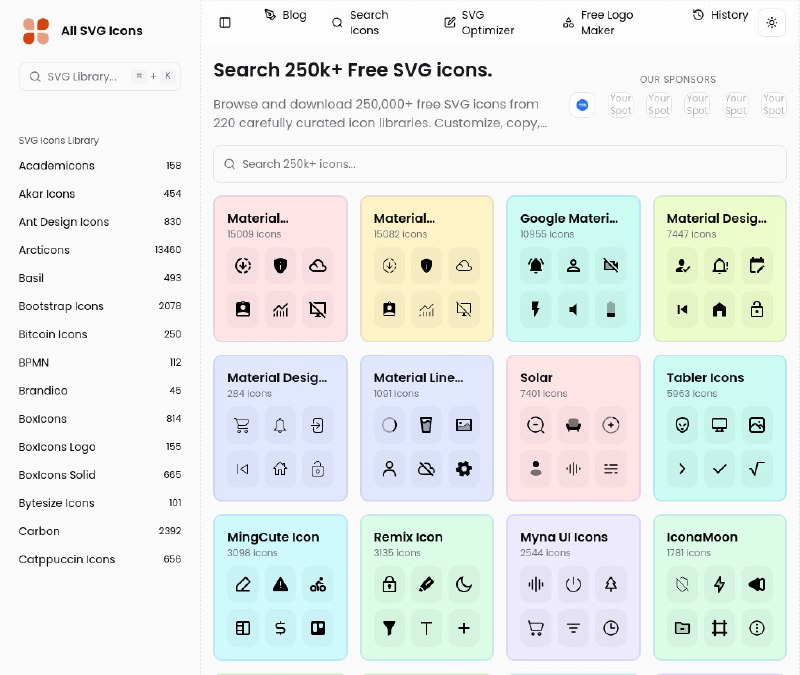 ⭐️ #网站 #素材📱 AII SVG Icons - 开源 SVG 图标资源库▎网站介绍