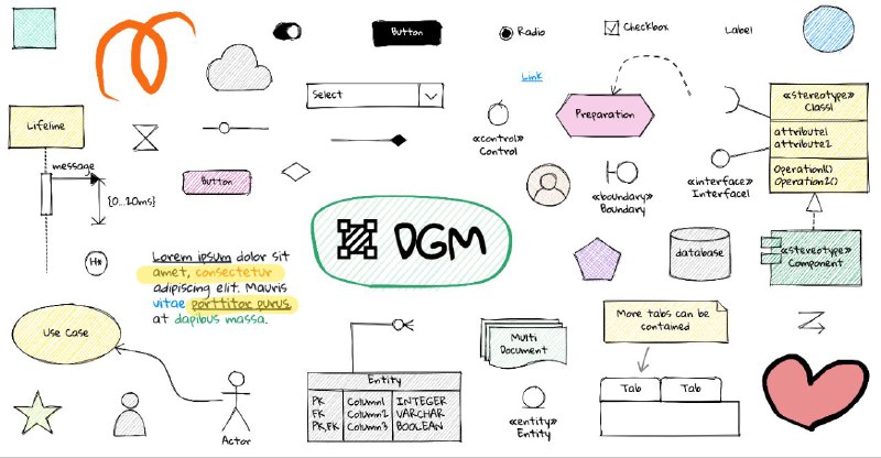 #GitHub #工具 #设计📱 DGM.js - 具有智能形状的开源无限画布▎项目功能