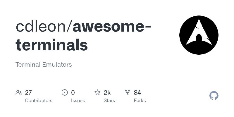 #GitHub #工具 #列表👩‍💻 awesome-terminals - 各平台终端模拟器、相关工具和资源列表▎项目介绍