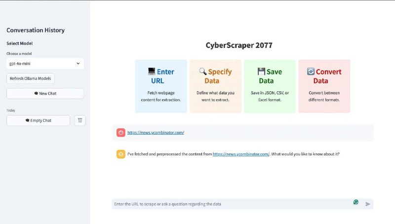 #GitHub #AI #爬虫 #工具🔎 CyberScraper 2077 - 网页数据抓取工具▎项目功能