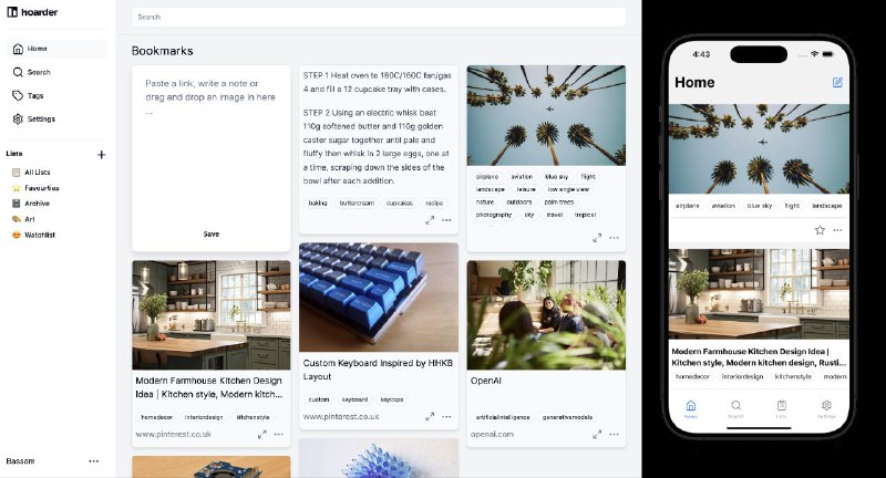 #GitHub #AI #软件 #工具🔖 hoarder - 一个开源可自托管的书签管理工具▎项目功能