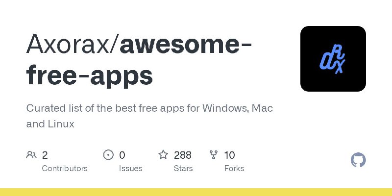 #GitHub #软件 #列表⏸ Awesome Free Apps - 精选 Windows、Mac、Linux 免费应用列表▎项目功能