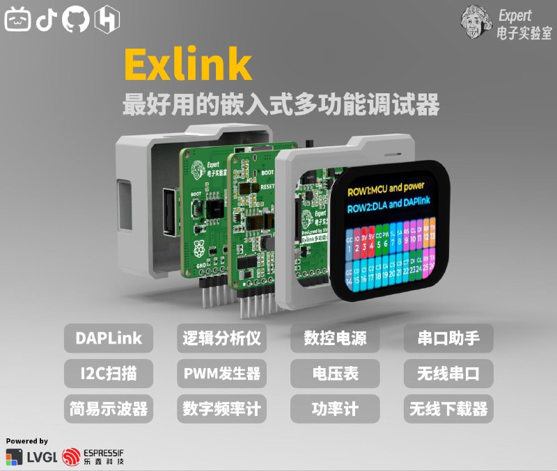 #GitHub #工具🔧 Exlink Tool - 开源嵌入式多功能调试器▎项目功能
