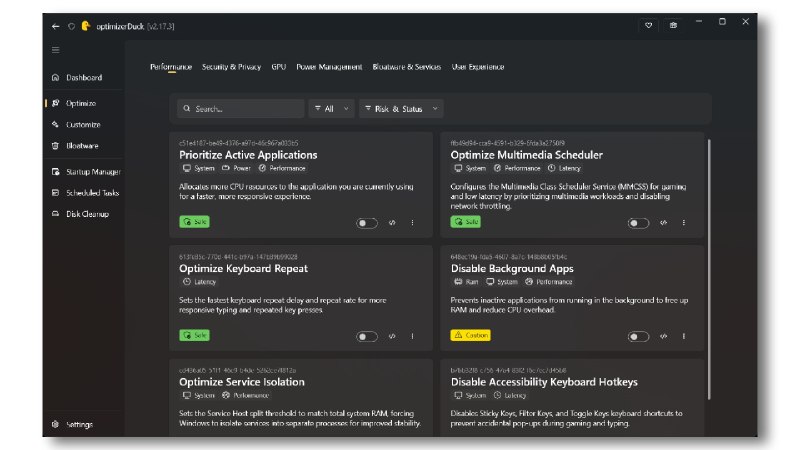 ⭐️ #软件 #工具😥 optimizerDuck - Windows 系统优化工具▎软件平台