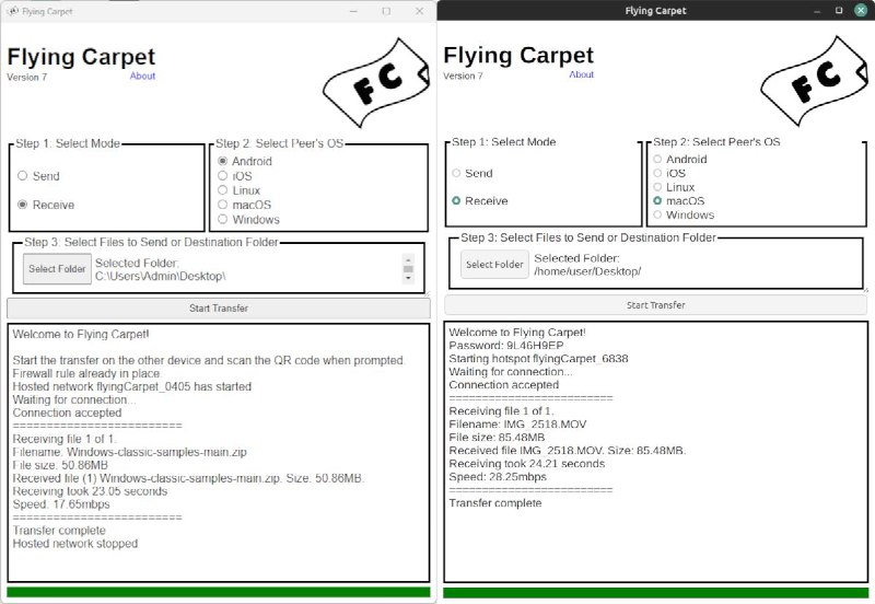 #软件 #传输 #开源✈️ FlyingCarpet - 跨平台文件传输工具▎软件平台