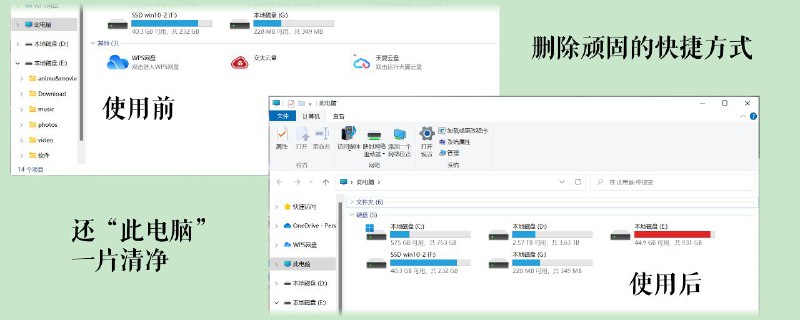 #软件 #工具 #开源🟠 MyComputerManager - 管理“此电脑”里删不掉的流氓“快捷方式”▎软件功能