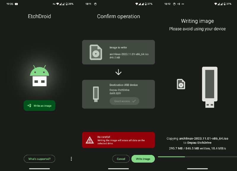 #软件 #工具 #开源🤖 EtchDroid - 将操作系统 ISO 映像写入 USB 驱动器▎软件功能