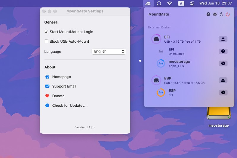 ⭐️ #软件 #工具 #开源⚙ MountMate - 轻量级 macOS 菜单栏工具▎软件平台