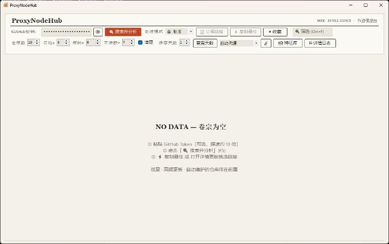 ⭐️ #软件 #工具🐱 ProxyNodeHub - GitHub 免费节点仓库监控与聚合工具🗂 软件平台