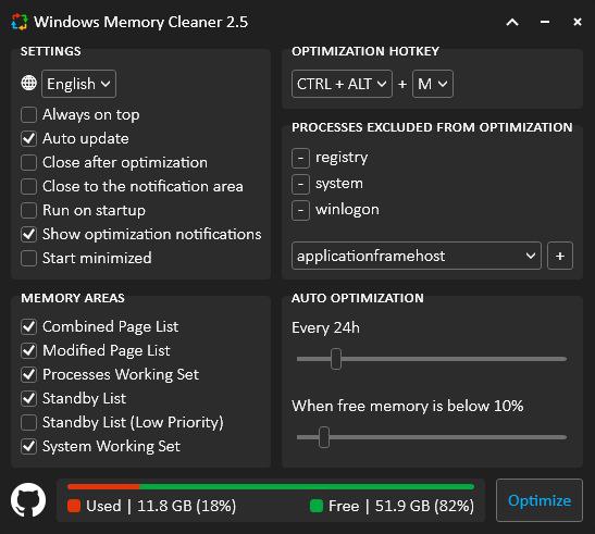 📂 #开源 #软件 #工具🗑 Windows Memory Cleaner▎软件功能