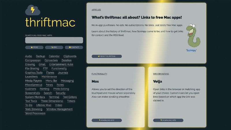 #网站 #列表 #macOS💻 thriftmac - 100% 免费的 Mac 应用列表▎网站功能