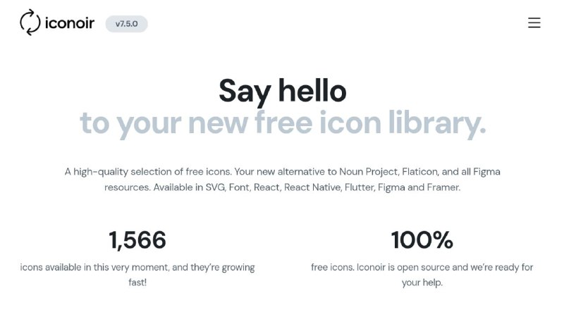 🩹 Iconoir - 高品质的免费开源矢量图标库一个开源图标库，拥有 1500 多个独特的 SVG 图标