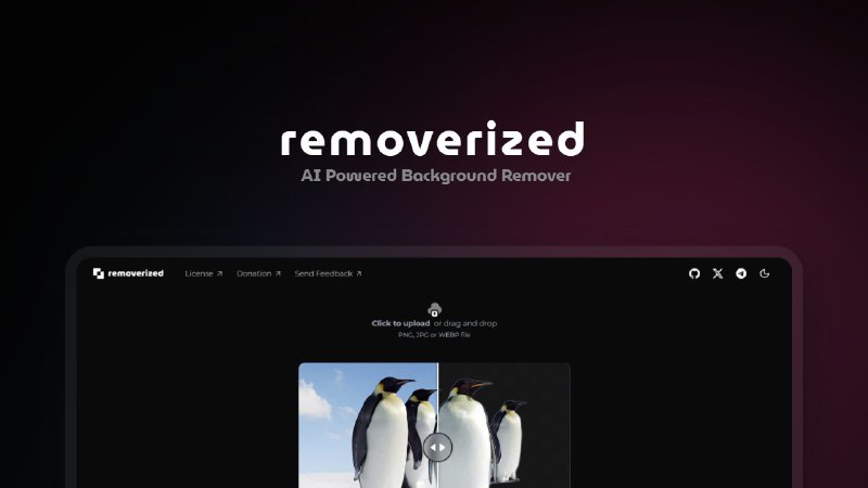 #网站 #图像 #工具 #开源 #AI🪄 Removerized - 在线免费 AI 图像背景去除▎网站功能